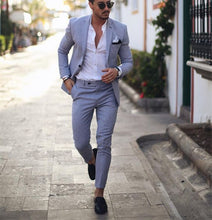 Load image into Gallery viewer, Light Blue Tuxedo Men Suits for Wedding 2Pieces Business Suit Blazer Peaked Lapel Costume Homme Terno Party Suits(jacket+pant)