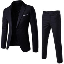Load image into Gallery viewer, 2 pçs/set plus tamanho masculino cor sólida manga comprida lapela botão fino terno de negócios homem traje homme presentes perfeitos para homem