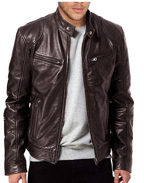 Men Real Leather Jacket Men Slim Fit Warm Coat Motorcycle Lambskin Standing Collar Genuine Leather Coat