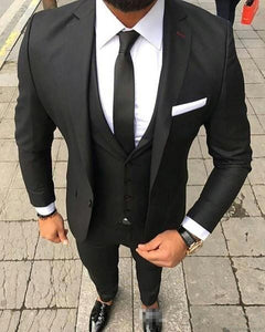 Classy Wedding Tuxedos Suits Slim Fit Bridegroom For Men 3 Pieces Groomsmen Suit Formal Business Outfits Party (Jacket+Vest+Pant