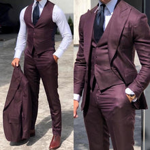 Load image into Gallery viewer, Classy Wedding Tuxedos Suits Slim Fit Bridegroom For Men 3 Pieces Groomsmen Suit Formal Business Outfits Party (Jacket+Vest+Pant
