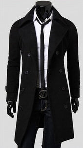 Hot Selling Mid-length Double-breasted Men's Woolen Coat Fashion Casual Slim Fit Men's Duffle Coat Direct Supply